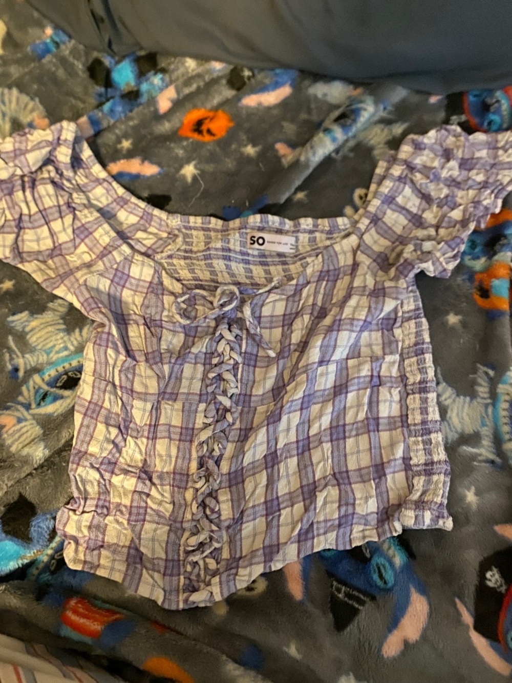 SO XS Purple Plaid Top